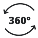 Угол поворота 360°